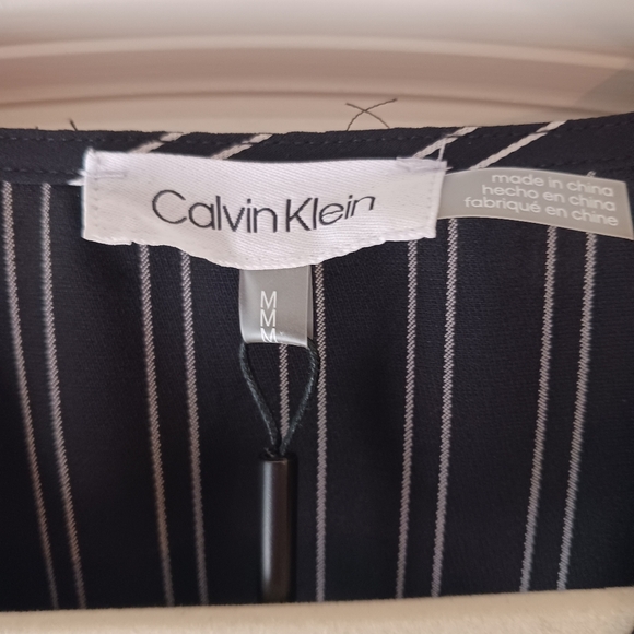 Calvin Klein Black Stripe Wrap Style Blouse - Picture 5 of 14